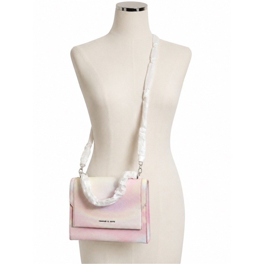 Charles & Keith Pastel Ombre‎ Crossbody Bag Silver Hardware Pink Yellow Lavender